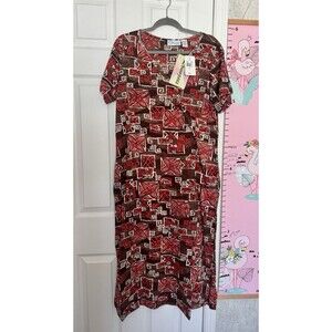 NWT Loungees Medium Cotton Midi Dress Made In India V Neck Multicolor Pocked